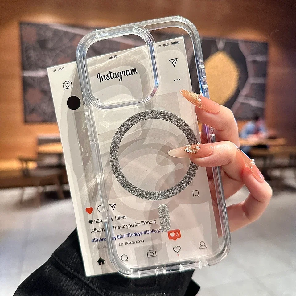 Capa Magnética Para Celular (iphone 16 Plus Prata), Capa Protetora, Capa À Prova De Choque