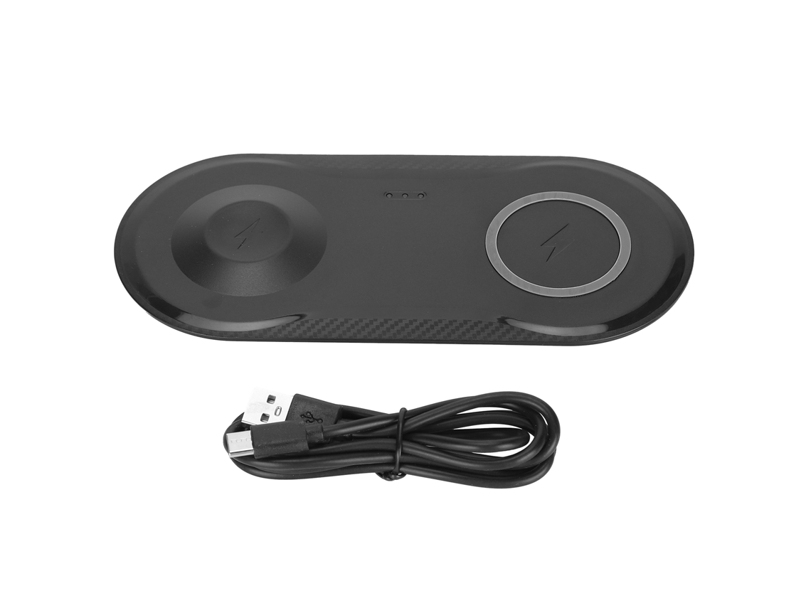 Cargador Sem Fio 2 Em 1 Para Telefone Móvel E Relógio, Base De Carregamento De Escritório Preto