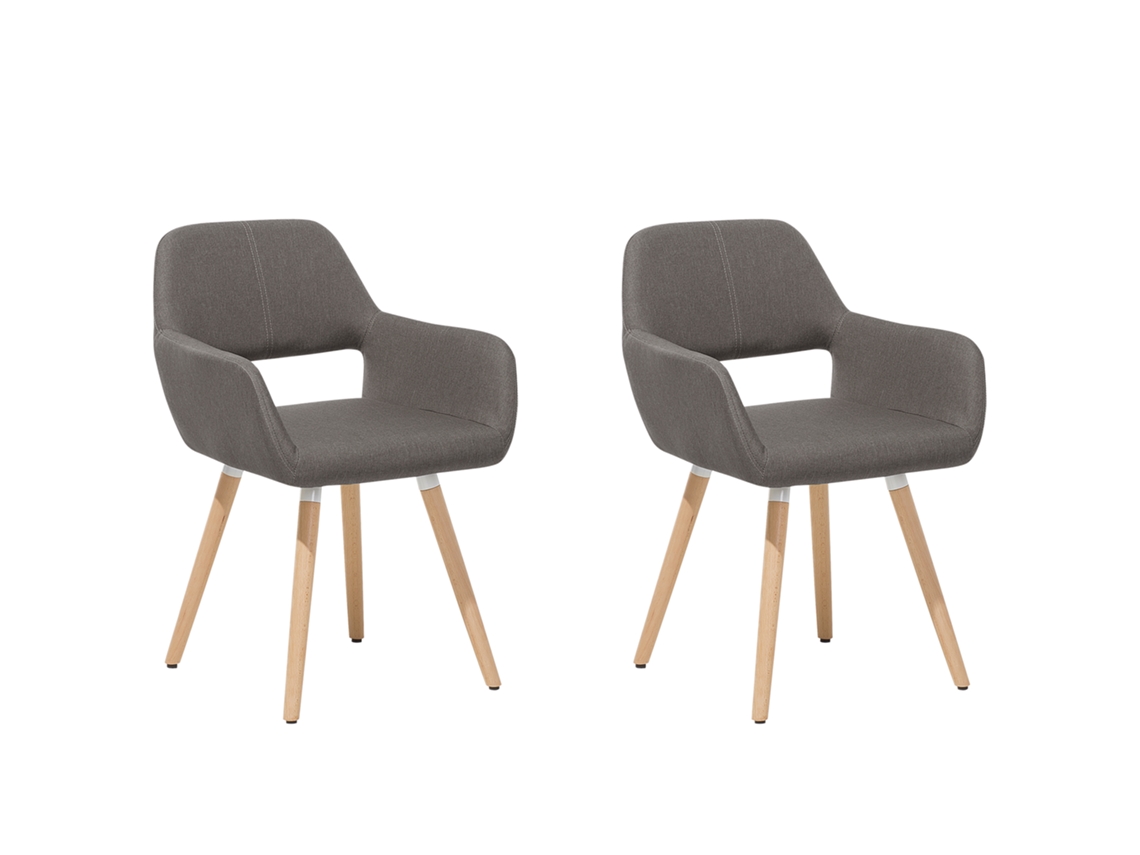 Conjunto De 2 Cadeiras Com Design Único BELIANI Chicago De Tecido Taupe 56x56x81