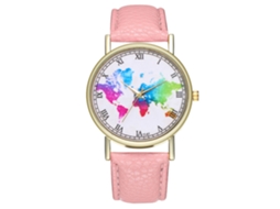 Reloj De Pareja De Cuarzo Con Correa De Pu Para Hombres Estudiantes Dial Redondo (rosa)