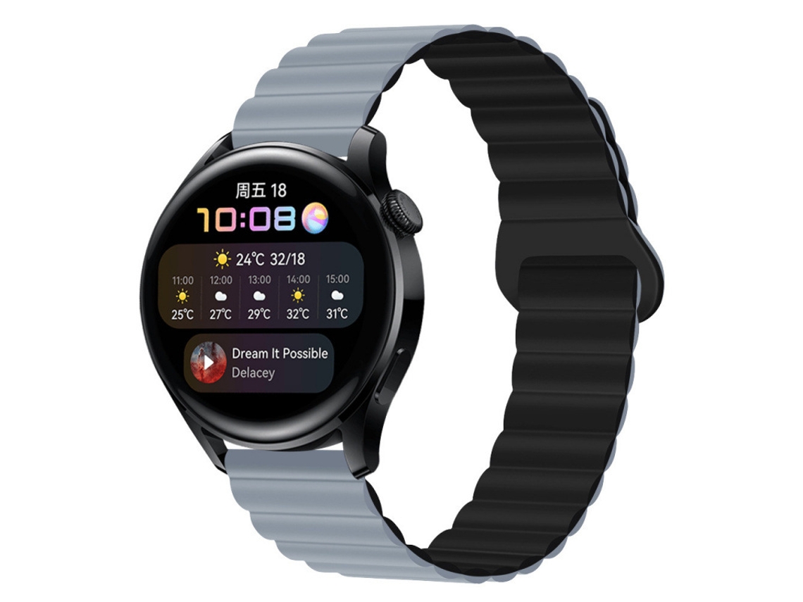 Bracelete Para Garmin Vívomove Hr/3/style/luxe/sport/trend (20mm) Cinza-preto Cuich
