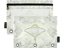Linha Undermarine Manta Ray 3-sacolas Verdes Com Janela Transparente Em Cores Variadas, 3-pastas Para Guardar Material