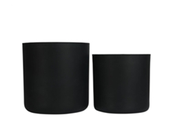 Conjunto de Vasos de Concreto Redondos Artesanais para Jardim,2 Tamanhos com Furos de Drenagem,preto 34x32cm e 40x40cm ORBITRA COMMERCE