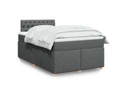 Vidaxl Cama Boxspring Com Colchão 120x190 Cm Tecido Cinzento-escuro