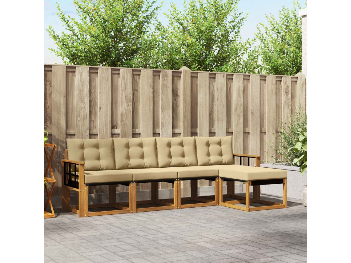 Vidaxl Conjunto De Sofás Para Exterior 5 Pcs Natural E Bege