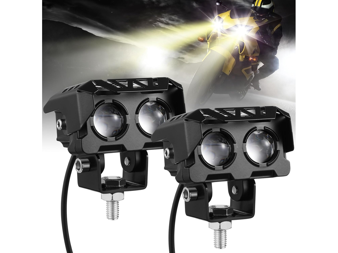 Faróis Auxiliares De Led Para Motocicletas, Faróis De Neblina, Liga De Alumínio Preta, Alta Durabilidade E Ampla