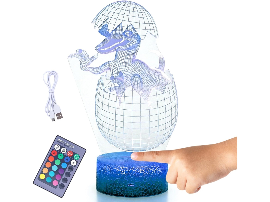 Luminária Noturna Dinossauro Luminosa Lâmpada Decorativa Em Acrílico