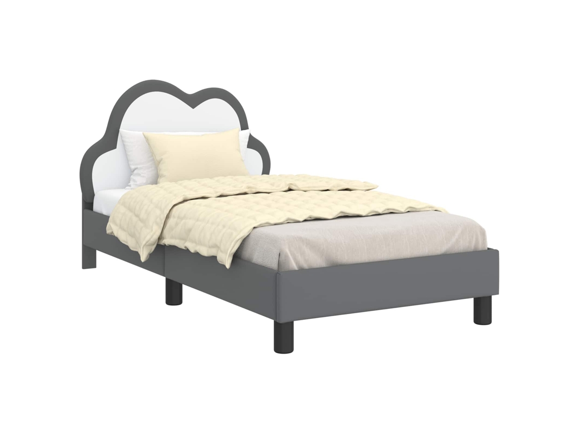 Cama De Solteiro | Camas Para Quarto | Estrutura De Cama Infantil Com Cabeceira Cinzento-claro Pu