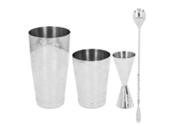 Nova Line conjunto de Coqueteleira Boston em Aço Inox 304 com Design Vintage e Ferramentas Multifuncionais