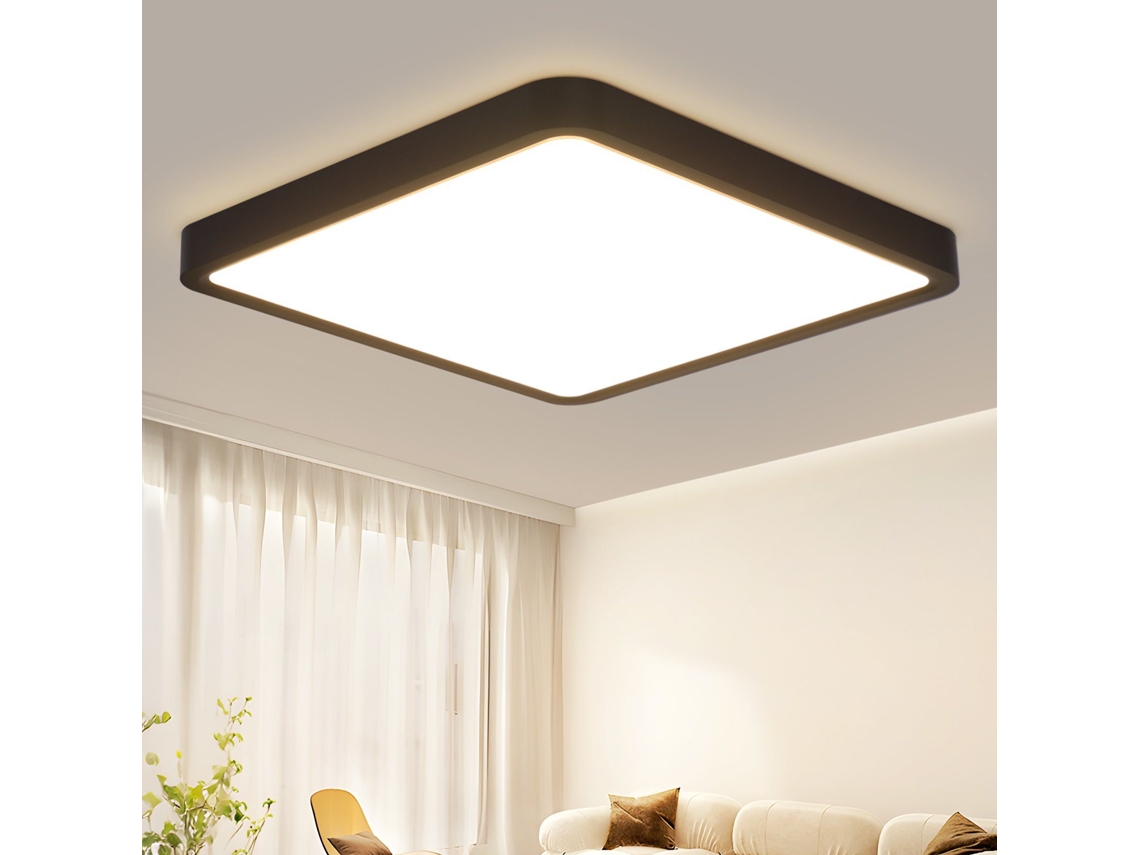 ZMH Luminária de teto LED para banheiro - 23W preto puro 23cm branco quente IP44 quarto