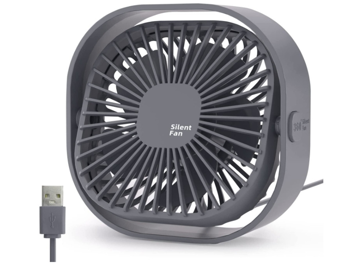 Ventilador De Mesa Ventilador Usb, Ventiladores De Mesa Pequenos Mini Ventilador De Mesa Com 3 Velocidades Ajustáveis, Cinza Yizhood