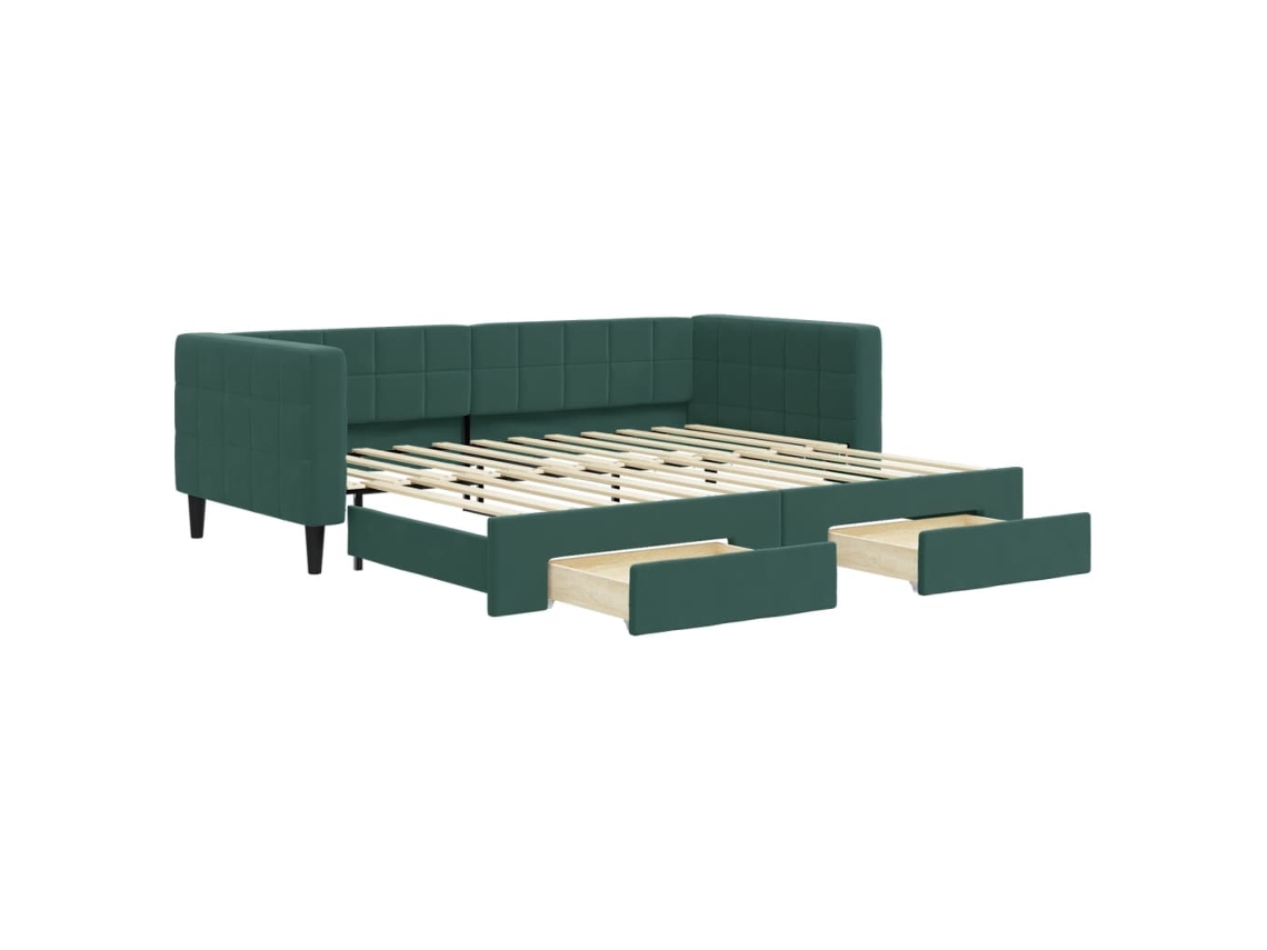 Daybed With Trundle, Daybeds With Trundles Vidaxl Verde Veludo (90 X 200 Cm)