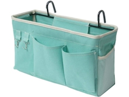 Bolsa Organizadora Suspensa Com Bolsos Para Cama Porta Celular Revistas Livros Verde