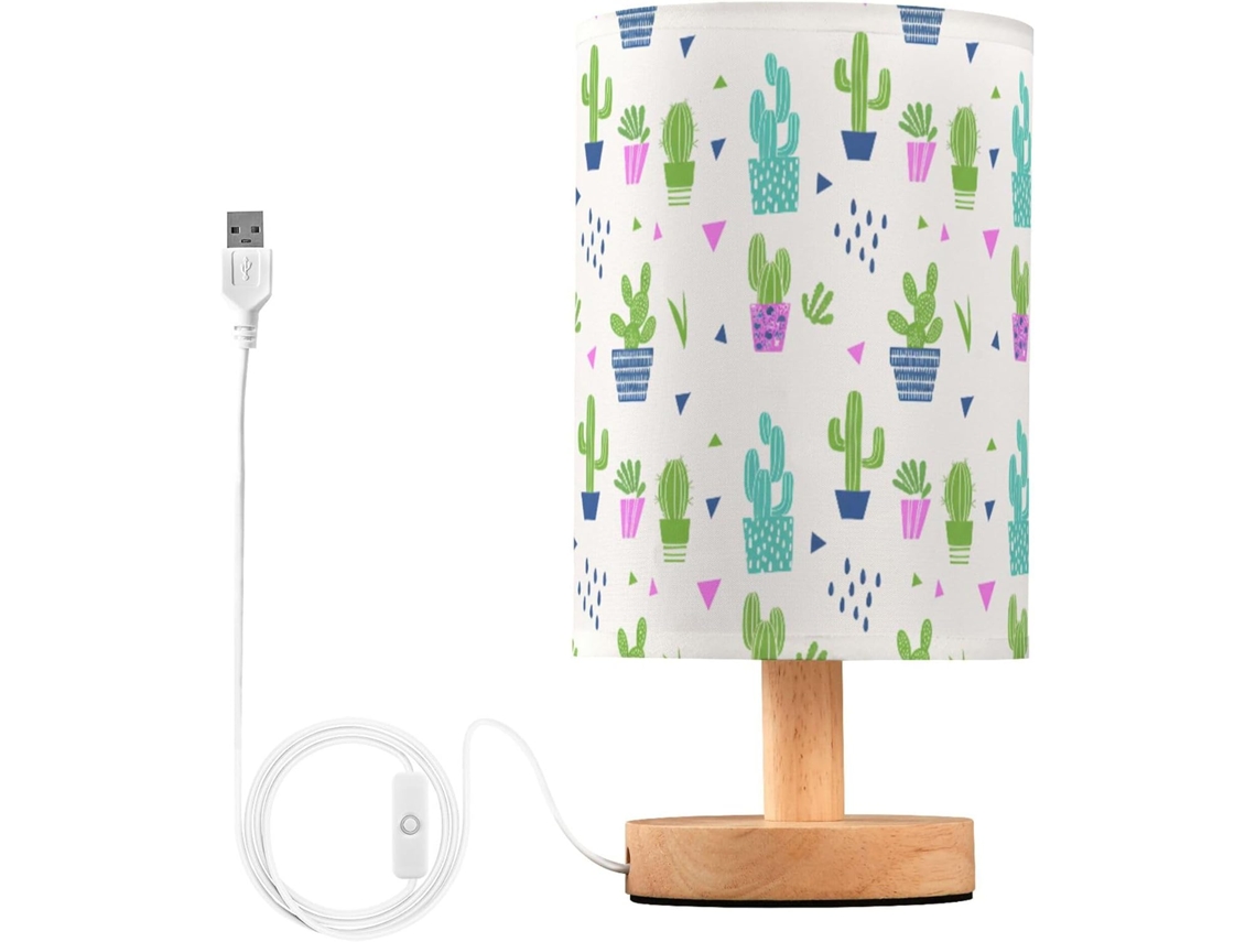 Abajur De Cabeceira Em Formato Cacto Desenho Animado Com Porta Usb, Sem Necessidade De Lâmpada, Luz Led Quente Para