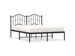 Estrutura de Cama em Metal com Cabeceira 150x200 cm Preto MAISON EXCLUSIVE