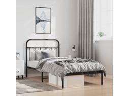 Vidaxl Estrutura De Cama Com Cabeceira 100x190 Cm Metal Preto