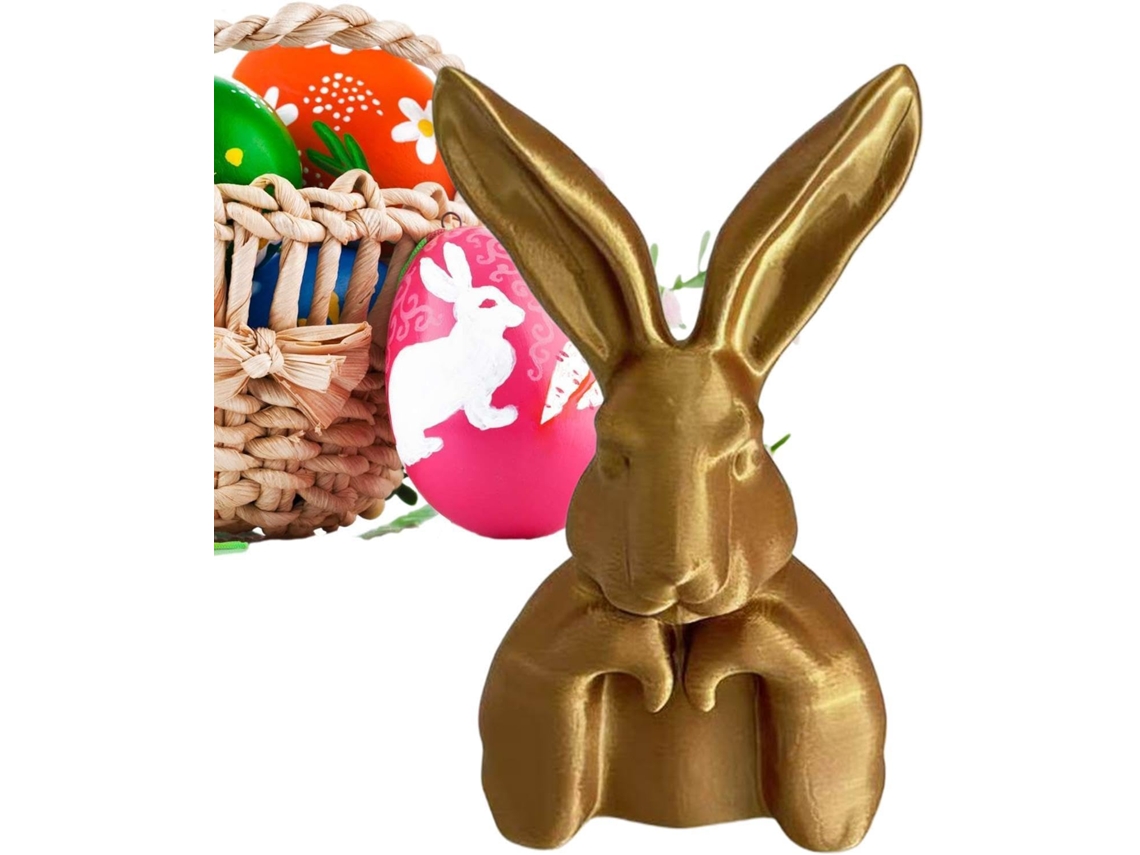 Componente Dourado em Forma de Coelho para Estátuas de Coelho da Páscoa, 14,9 Cm de Altura, com Design Elegante e CHABERLU