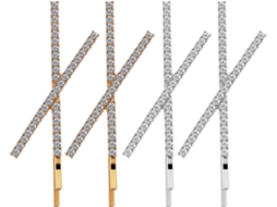 Conjunto De 4 Presilhas De Cabelo Em Metal Com Cristais Em Formato De X Para Meninas