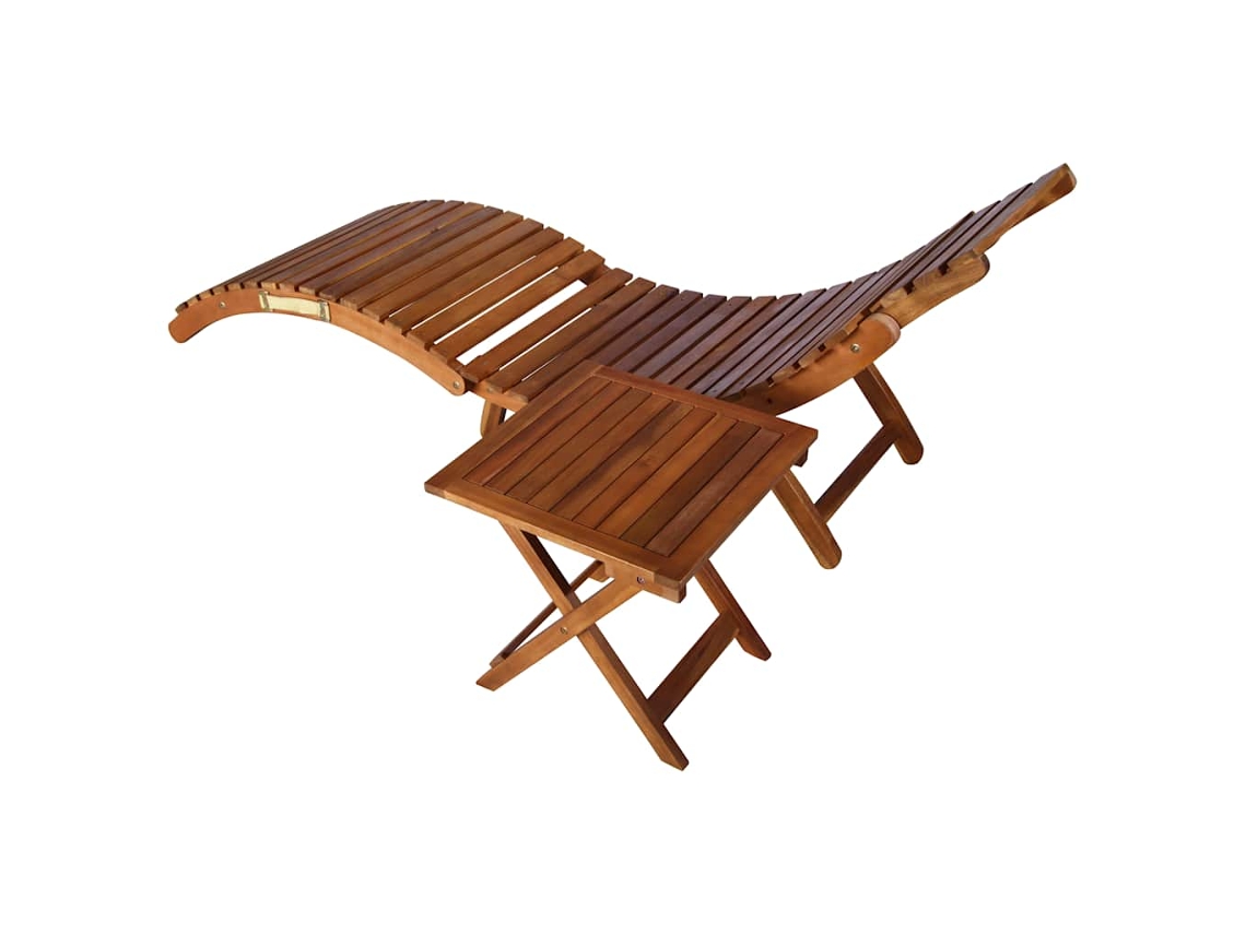 Maison Exclusive - Espreguiçadeira De Jardim Com Mesa E Almofadão Acácia Maciça