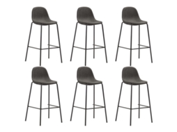 Vidaxl Bancos De Bar 6 Pcs Tecido Cinzento-escuro