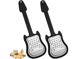 Conjunto De 2 Raladores Queijo Em Aço Inoxidável Preto Com Design Guitarra, Ralador Manual Cabo Confortável, Utensílio Cozinha Mul Aquaforge