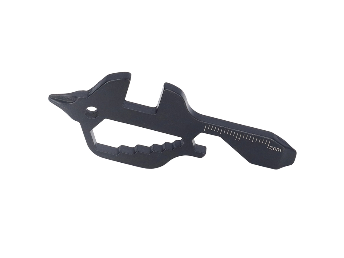 Ferramenta Multiusos De Aço Inoxidável Em Forma De Peixe Para Bolso Com Chaveiro, Abridor De Garrafas, Chave E Régua Preta