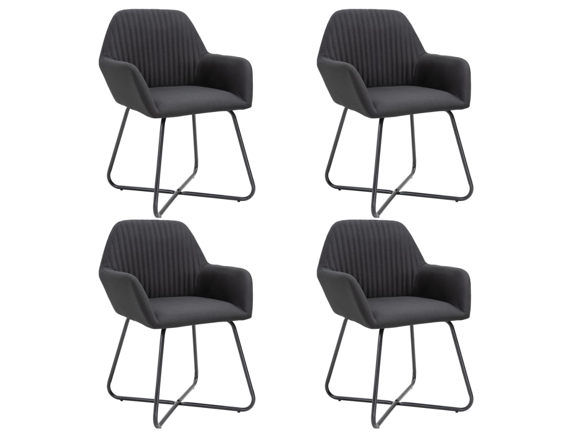 Vidaxl Cadeiras De Jantar 4 Pcs Tecido Preto