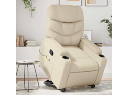 Vidaxl Poltrona Reclinável De Massagens Couro Artificial Cor Creme