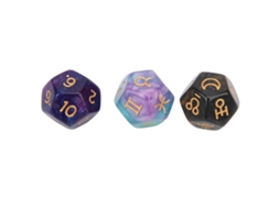 Mali 3pcs Dados de Astrologia de Resina 12 Lados Tarot para Adivinhação e Entretenimento em Festas