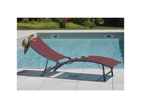 Conjunto de 2 Espreguiçadeiras Bahia Bordeaux 176 X 54,5 XH 35/96 Cm Imagine