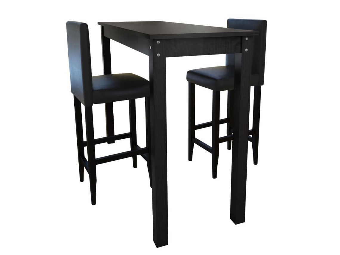 Mesa De Bar Com 2 Cadeiras De Bar, Preto