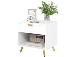 Mesa Cabeceira Moderna 1 Gaveta Nicho Aberto Quarto Sala 50x40x47 Branca