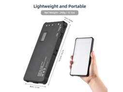 Painel de luz LED RGB portátil 2026, 2800k/6800k, ajustável, 17 modos, com bateria integrada, ideal para vlogs, transmissões ao vivo, conferências e fotografia.