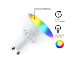 Lâmpada Inteligente WiFi LED GU10 5W RGBW Dimmável | S/MARCA