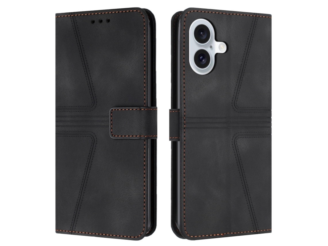 Capa De Couro Para Iphone 16 - Triangular - Cor Sólida