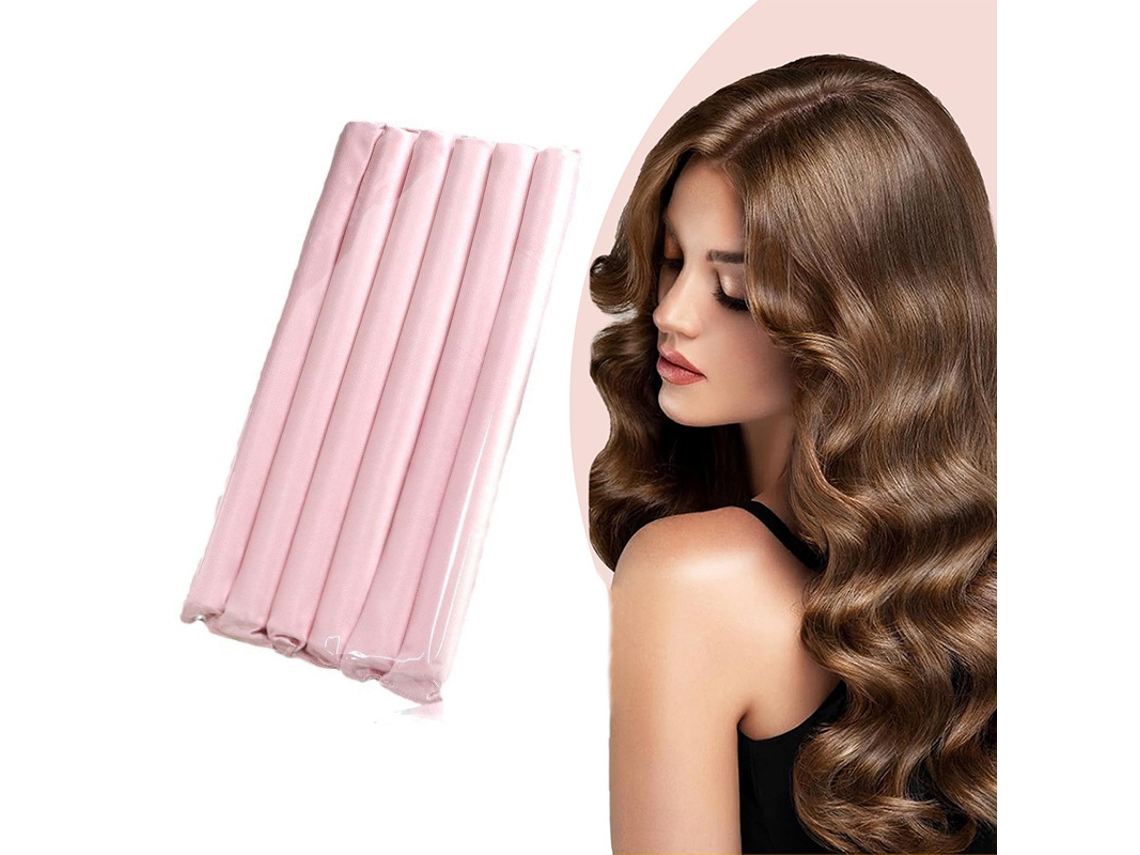 Cachos Sem Calor,veludo, Para Todos Os Tipos De Cabelo (curto A Longo) 6 Unidades, Rosa Hexinyigjly