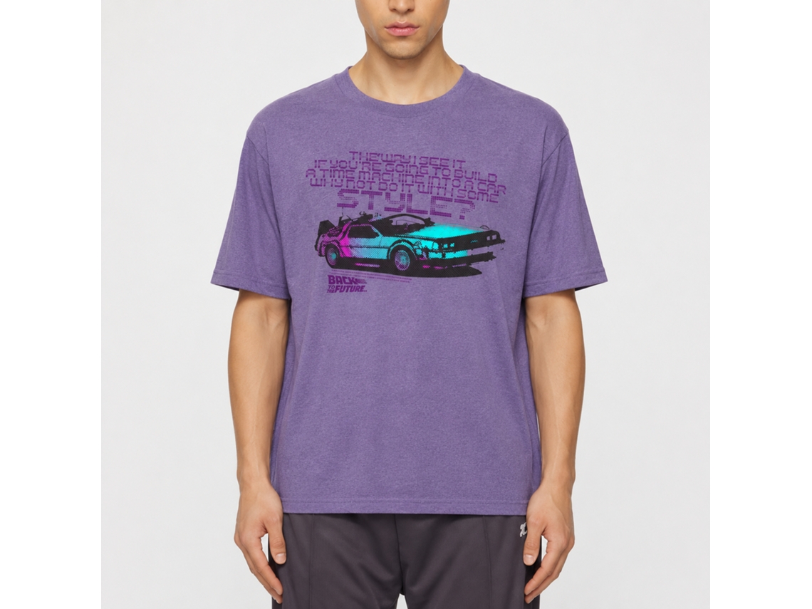 Rockinstone Back To The Future Movie A Little Style Heather Purple Adult T-shirt Size:xl