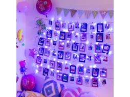 (2m20 Leds Brancos, 12 Clipes) Luzes De Led Para Fotos/cordão De Luzes De Natal, Com Caixa De Bateria