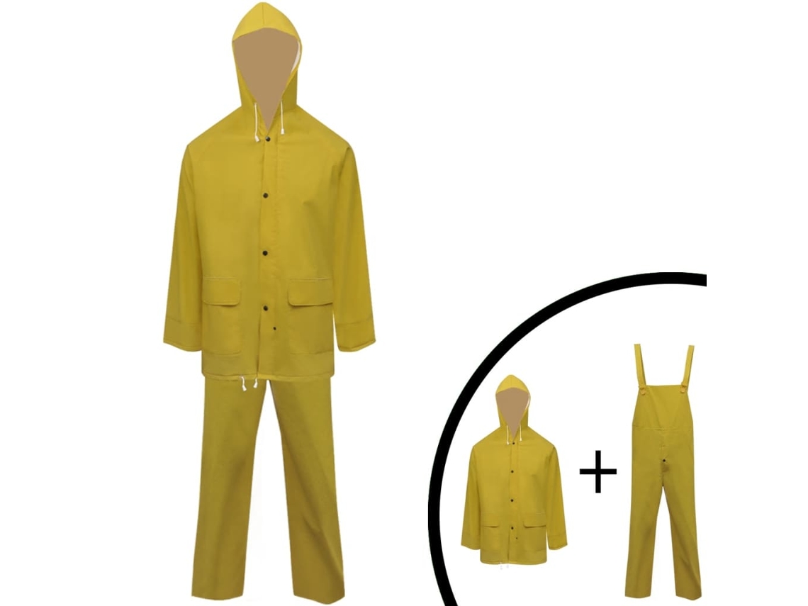 Vidaxl Fato De Chuva Resistente E Impermeável + Capuz, 2 Pcs, Xl