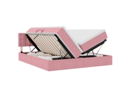 SYFAX™ Cama de Armazenamento Led com Colchão Rosa 200 X 200 Cm Veludo