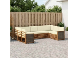 Vidaxl Conjunto De Sofá Sectional Com Almofada 7 Pcs Natural E Creme