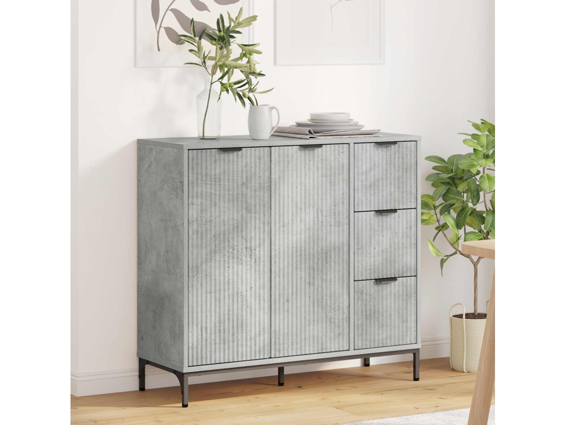 Vidaxl Buffet Cinzento 89,5 X 33 X 82 Cm Derivados De Madeira