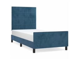 Bed Frame With Headboard, Bed Frames With Headboards Vidaxl Azul Veludo (80 X 200 Cm)