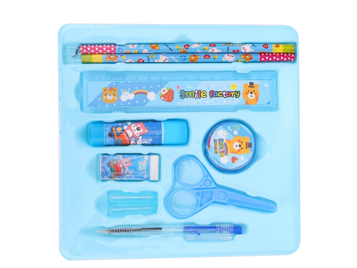 Kit de Papelaria Cute Cartoon Presente Estudante Azul
