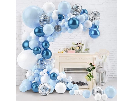 Jf Eng Kit de guirlanda de balões Arco de balões Azul Branco Látex Decoração de aniversário