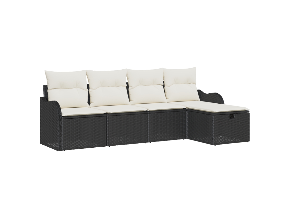 Conjunto 5 Móveis De Jardim Vidaxl Castanho Vime Pe (231 X 117 X 85 Cm)
