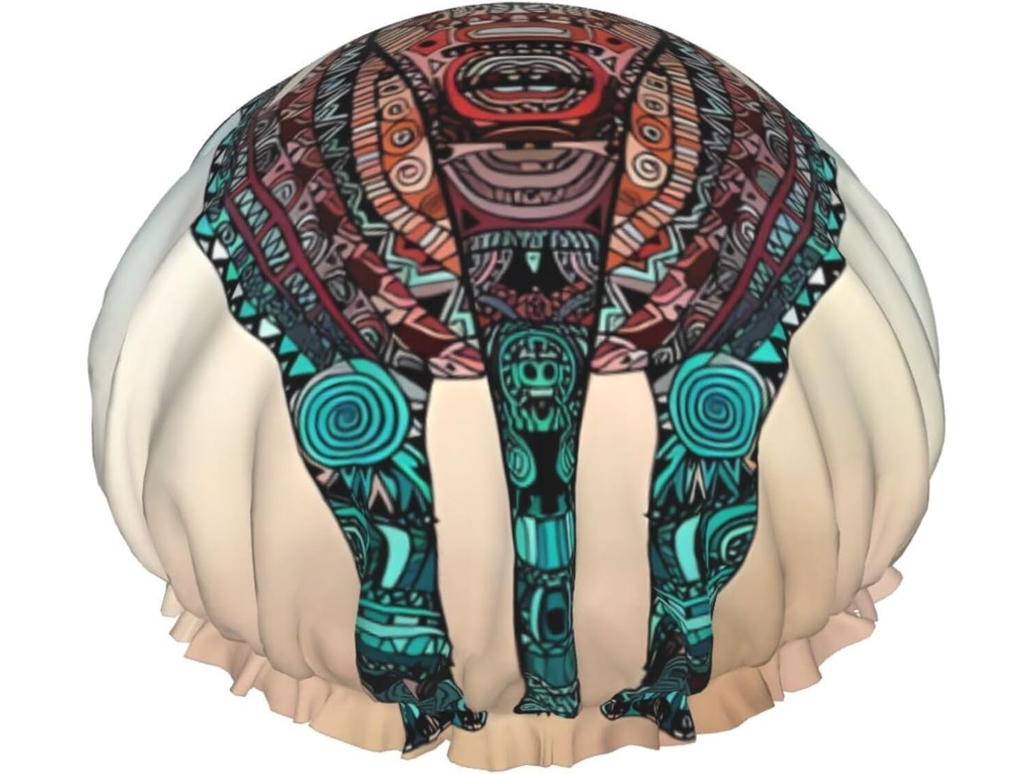 Touca De Banho Fofa Com Estampa Elefante Reutilizável, Dupla Camada, Acessório De Viagem Para Hotel, Salão De Beleza