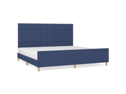 Estrutura de Cama Sem Colchão 200x200 Cm Tecido Azul MAISON EXCLUSIVE
