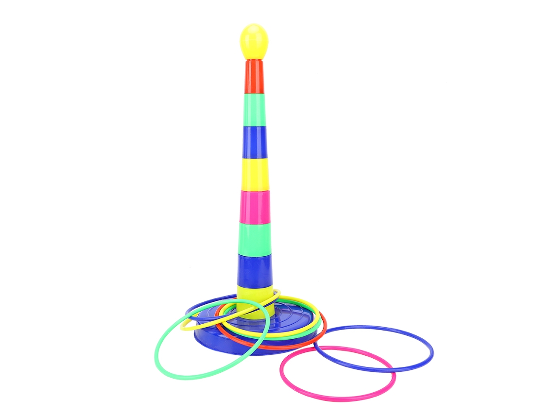 Jogo de Anel Toss com 1 Conjunto de Pilares e 8 Anéis Brinquedo Interativo para Pais e Filhos