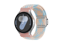 Bracelete Para Samsung Galaxy Watch 7/6/5/4 - Loop Nylon - Fivela Magnética - Pó De Diamante Azul